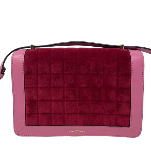 *RARE* MARC JACOBS The J Link Quilted Velvet & Leather Shoulder Bag - Pink & Red - Picture 6 of 14